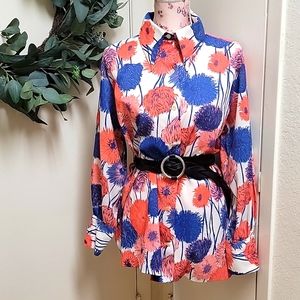 VTG | Bright Coral Floral Print Blouse